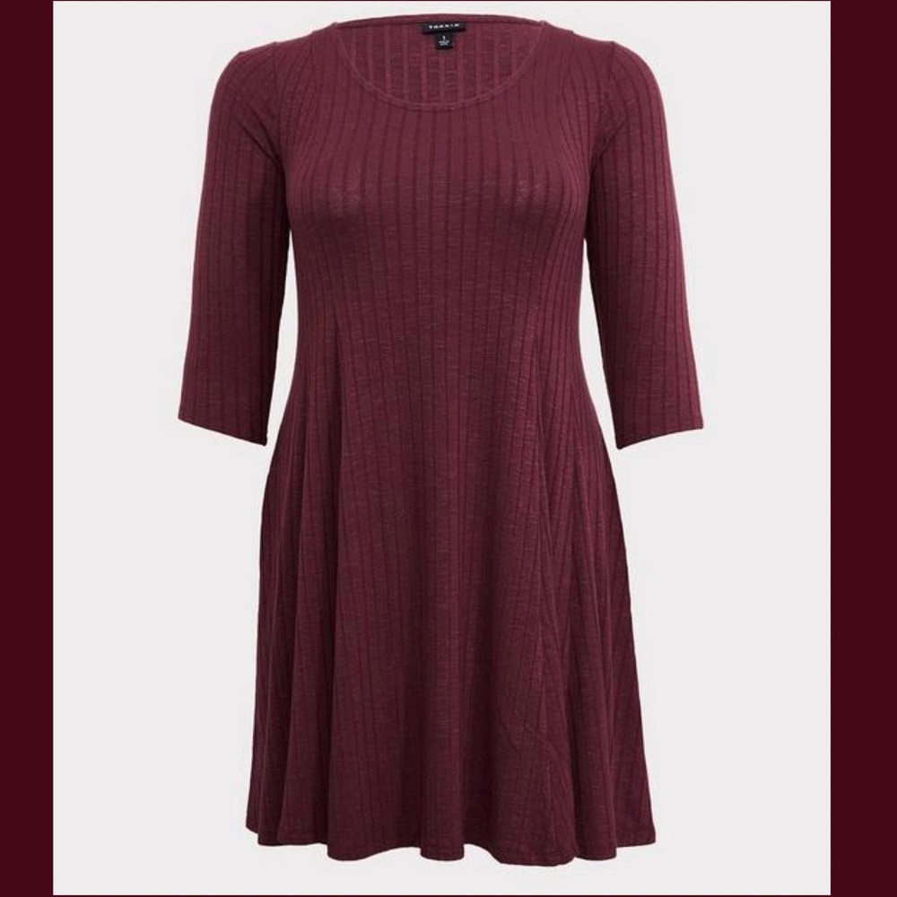 NWT Torrid Hacci Skater Dress Maroon Burgundy 1X 14 16